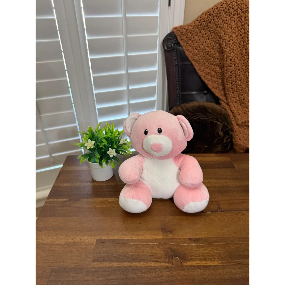 Ty Pluffies Pinky the Bear Pink White Stuffed Animal Plush Toy 10 inch 2005